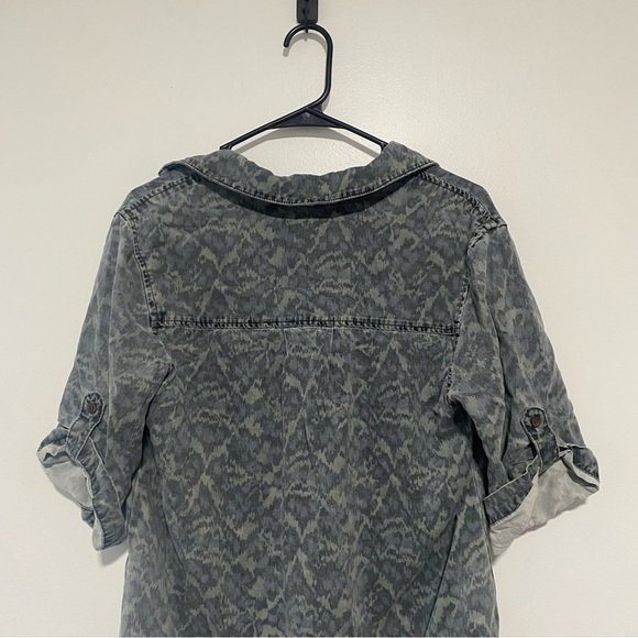 Anthropologie Cloth & Stone Dress Womens Medium Gray Blue Green Camo Casual Boho - Picture 7 of 13